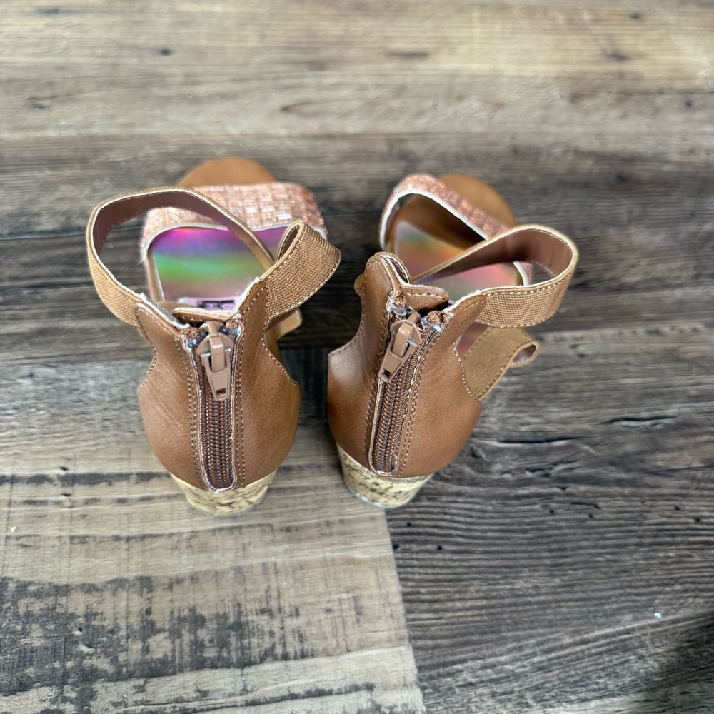 Justice Tan Wedge Sandals            Size 2 Youth - Picture 7 of 12